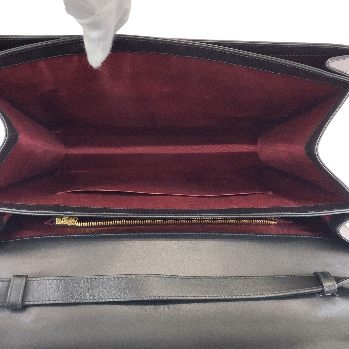 13063
 GUCCI Zumi Black Gold Hardware Calfskin 581531 Business Bag Briefcase Men's