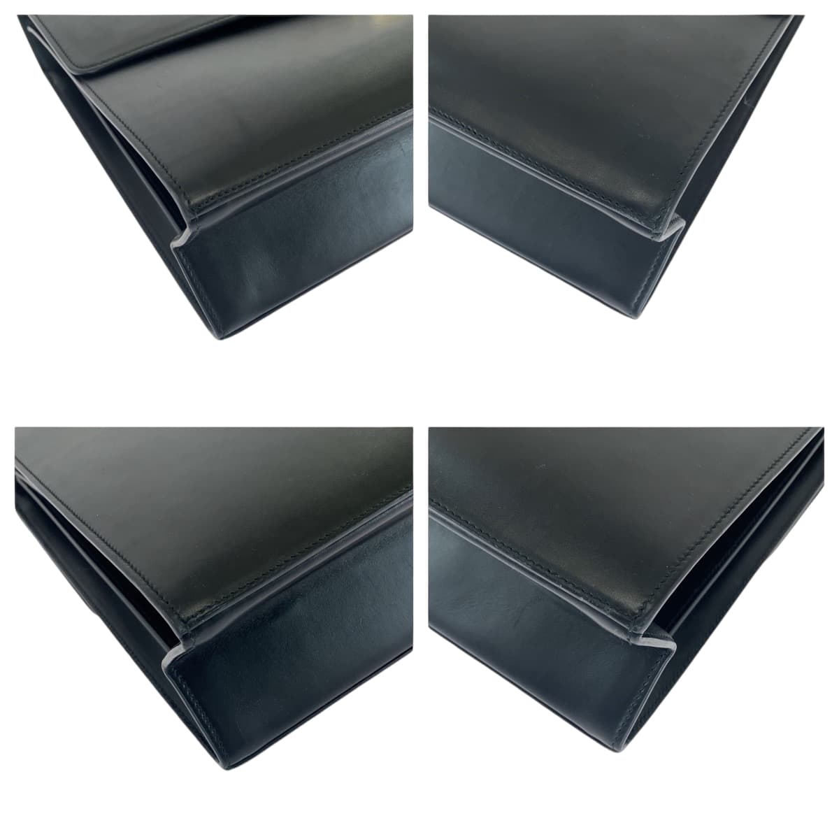 13063
 GUCCI Zumi Black Gold Hardware Calfskin 581531 Business Bag Briefcase Men's