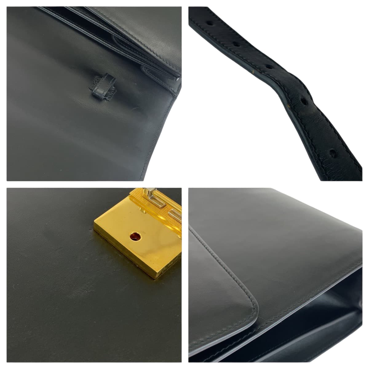 13063
 GUCCI Zumi Black Gold Hardware Calfskin 581531 Business Bag Briefcase Men's