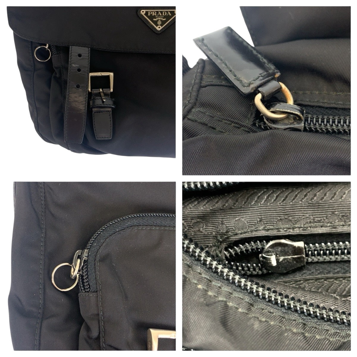 13064
PRADA プラダ テスート 三角ロゴプレート ブラック 黒 シルバー金具 ナイロン B6671 ショルダーバッグ メッセンジャーバッグ  メンズ