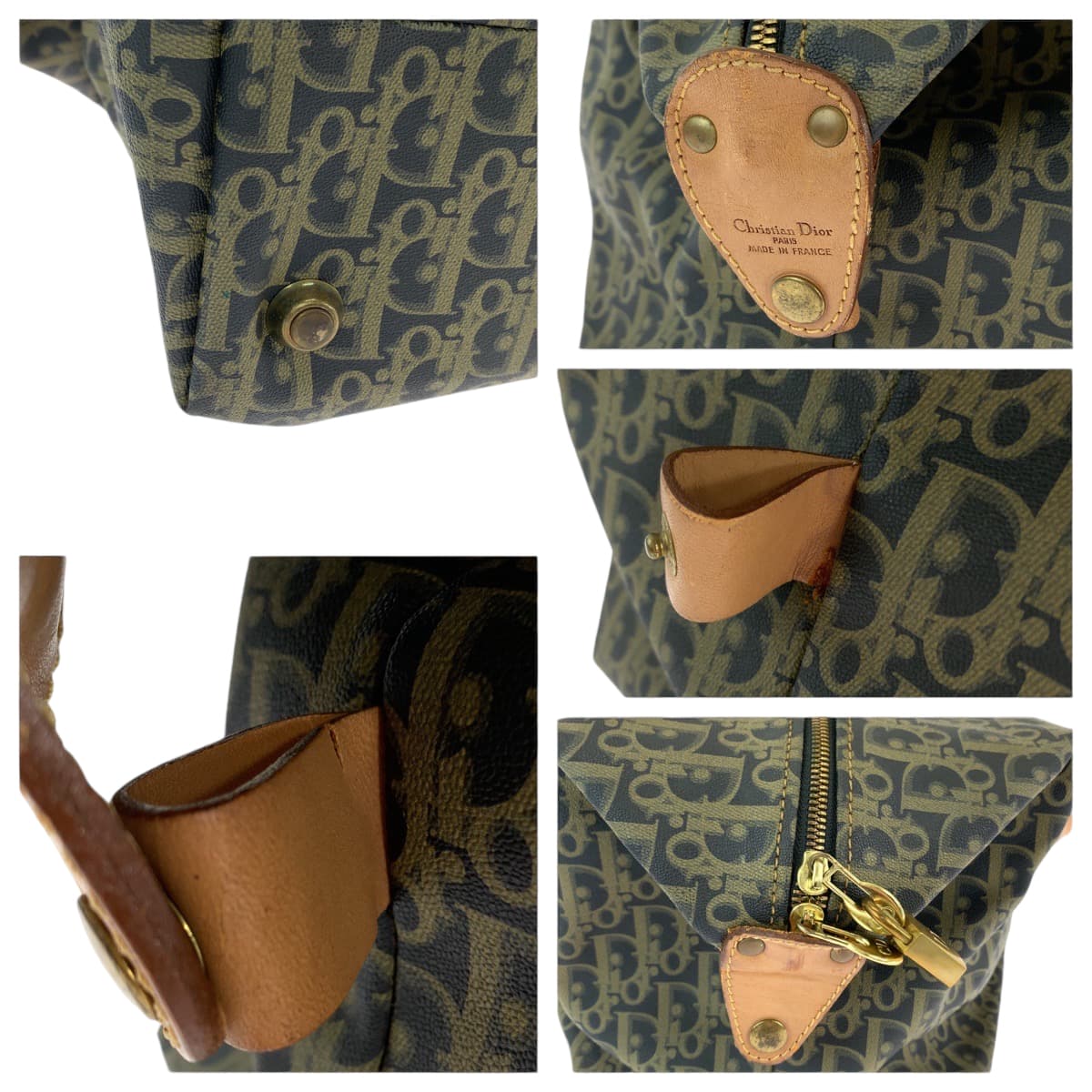 13065
Dior ディオール ヴィンテージ トロッター柄 ウィークエンド 男女兼用 ネイビー ベージュ ゴールド金具 PVC ボストンバッグ ハンドバッグ  メンズ