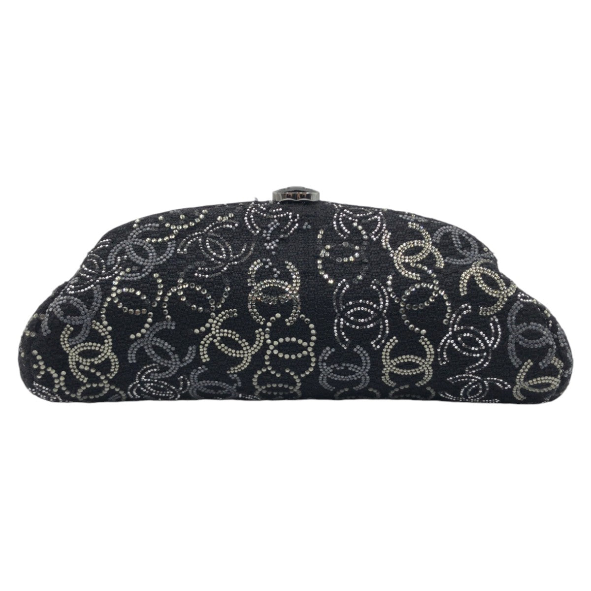 13067
CHANEL シャネル パリ上海モデル ココマーク ラインストーン ブラック 黒 コットン セカンドバッグ クラッチバッグ  レディース