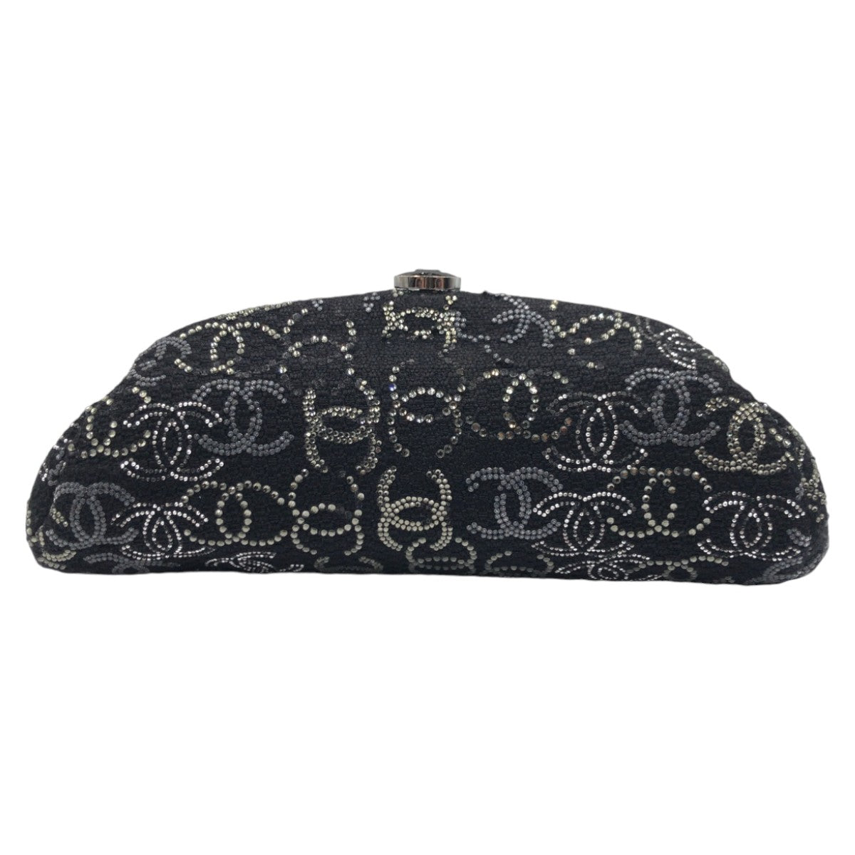 13067
CHANEL シャネル パリ上海モデル ココマーク ラインストーン ブラック 黒 コットン セカンドバッグ クラッチバッグ  レディース
