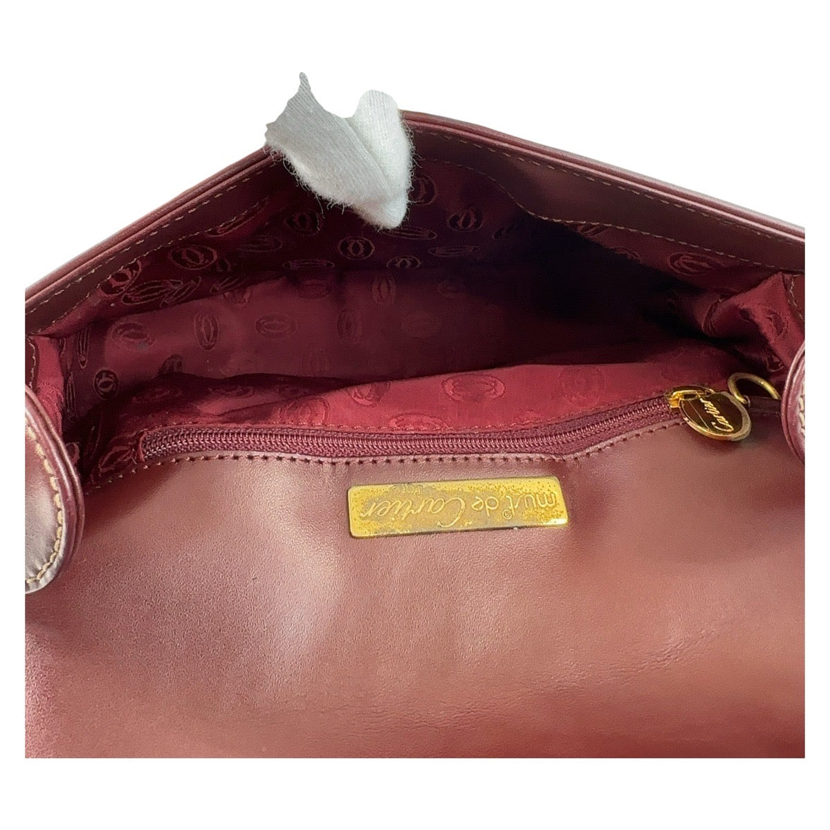 13068
CARTIER カルティエ マストライン ワインレッド ボルドー ゴールド金具 レザー 斜め掛け ショルダーバッグ ポシェット  レディース