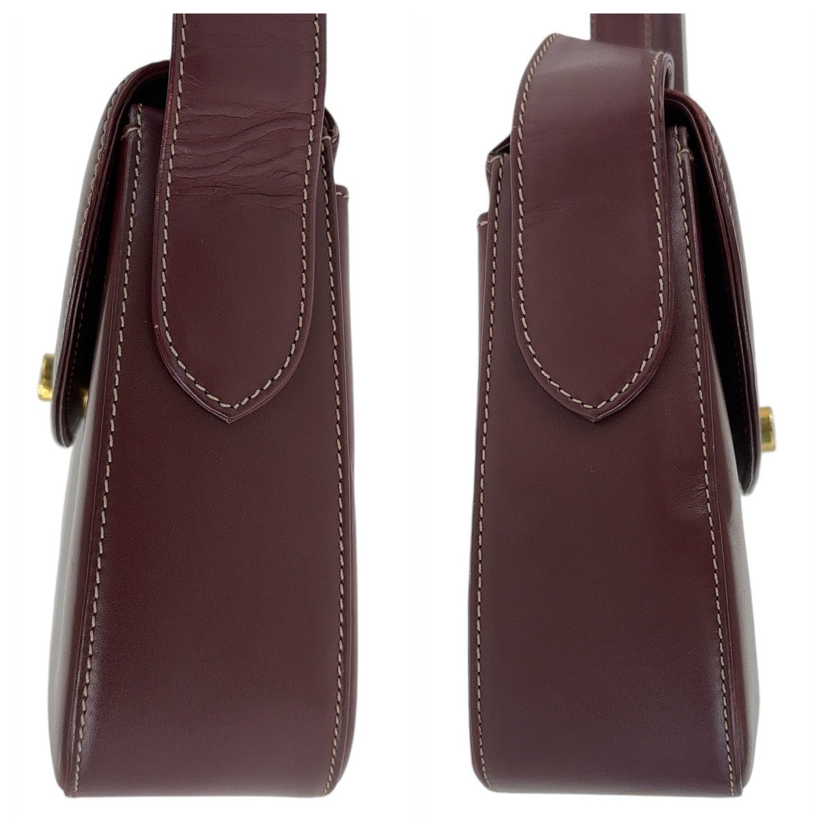 13068
CARTIER カルティエ マストライン ワインレッド ボルドー ゴールド金具 レザー 斜め掛け ショルダーバッグ ポシェット  レディース