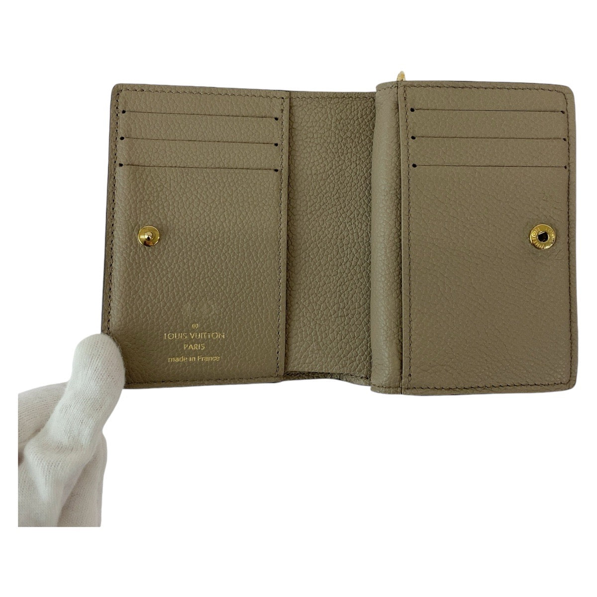 13069
LOUIS VUITTON ルイヴィトン モノグラム アンプラント ポルトフォイユ クレア ベージュ グレージュ ゴールド金具 レザー M80152 折財布 コンパクトウォレット  レディース