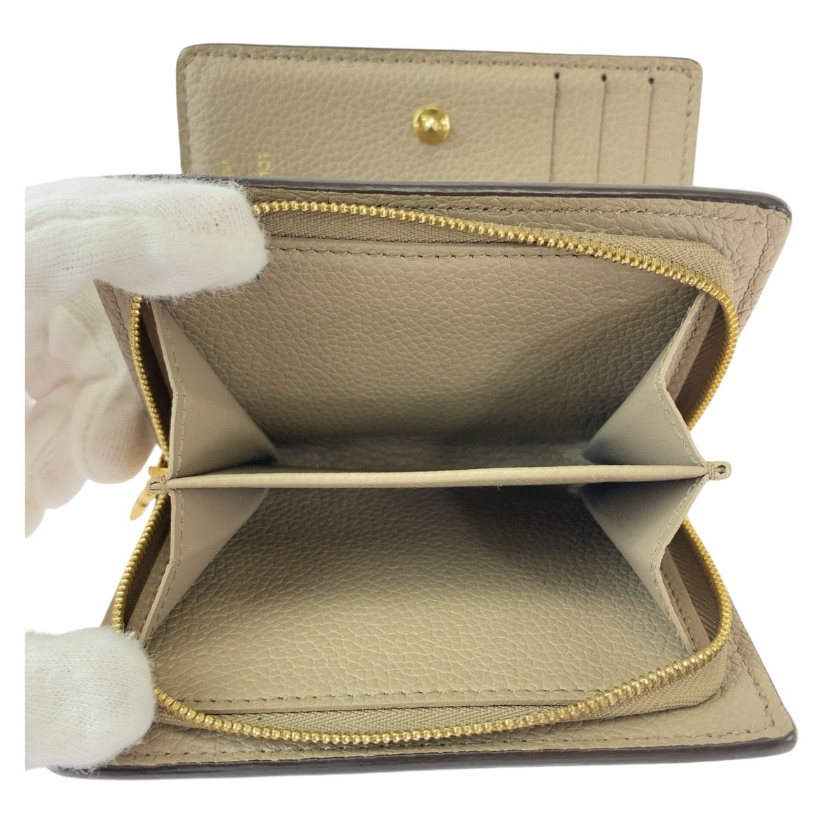 13069
LOUIS VUITTON ルイヴィトン モノグラム アンプラント ポルトフォイユ クレア ベージュ グレージュ ゴールド金具 レザー M80152 折財布 コンパクトウォレット  レディース