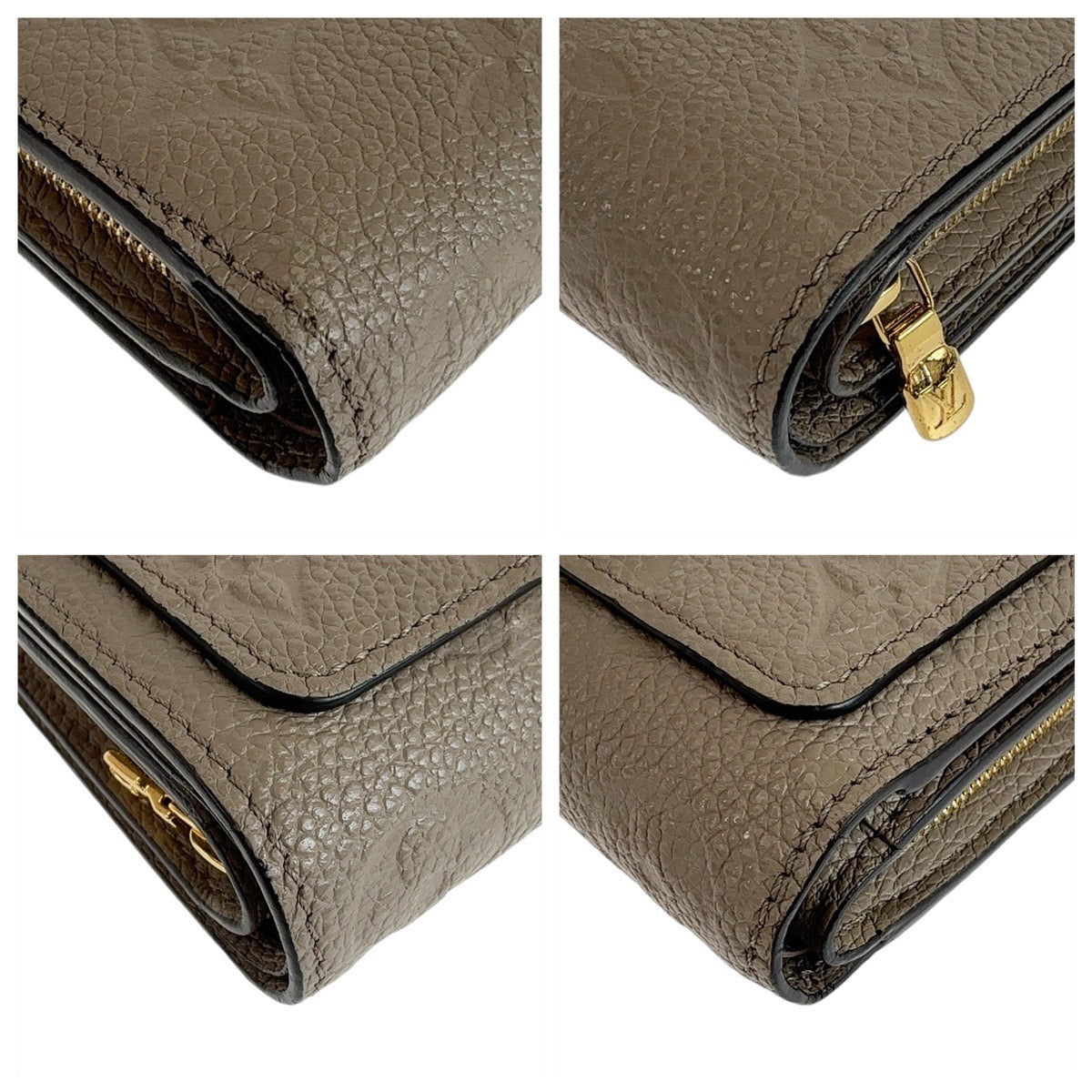 13069
LOUIS VUITTON ルイヴィトン モノグラム アンプラント ポルトフォイユ クレア ベージュ グレージュ ゴールド金具 レザー M80152 折財布 コンパクトウォレット  レディース