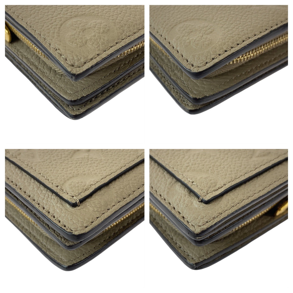 13069
LOUIS VUITTON ルイヴィトン モノグラム アンプラント ポルトフォイユ クレア ベージュ グレージュ ゴールド金具 レザー M80152 折財布 コンパクトウォレット  レディース