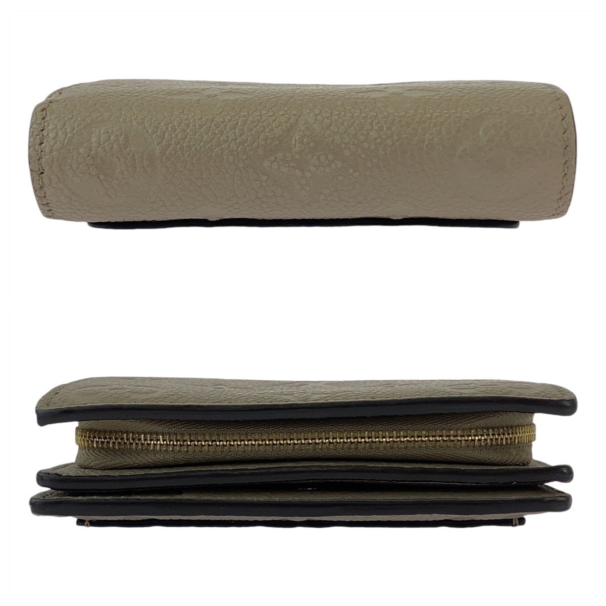 13069
LOUIS VUITTON ルイヴィトン モノグラム アンプラント ポルトフォイユ クレア ベージュ グレージュ ゴールド金具 レザー M80152 折財布 コンパクトウォレット  レディース