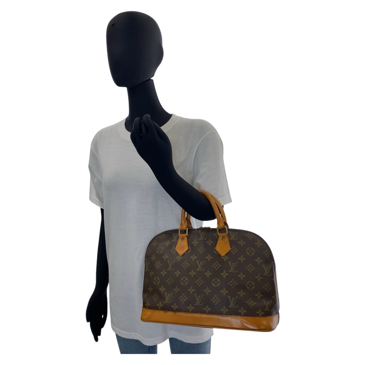 11848
LOUIS VUITTON ルイヴィトン モノグラム アルマ ブラウン ゴールド金具 PVC / レザー M51130 ハンドバッグ  レディース