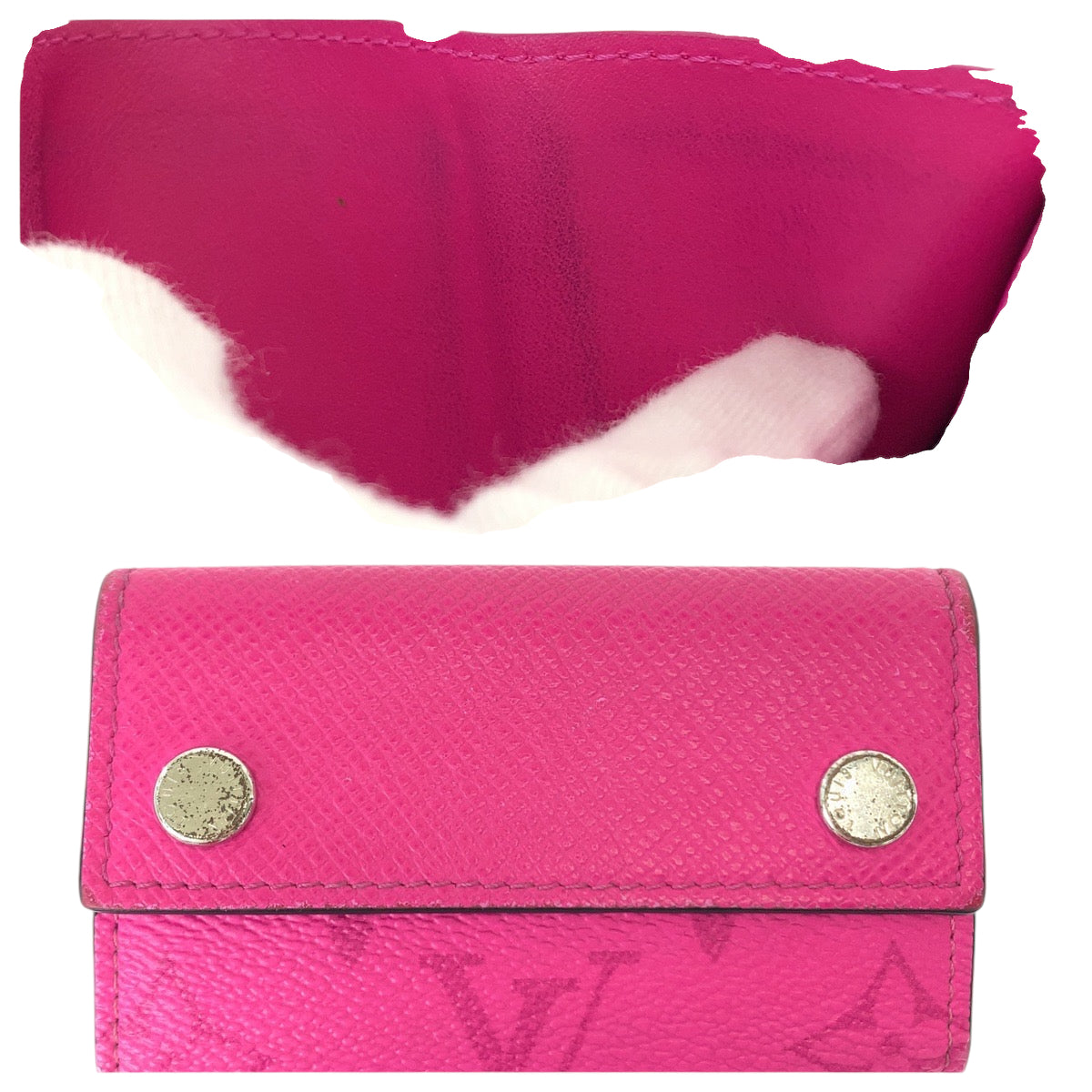 12802
LOUIS VUITTON ルイヴィトン モノグラム ディスカバリー ピンク シルバー金具 PVC M30773 折財布 コンパクトウォレット  レディース