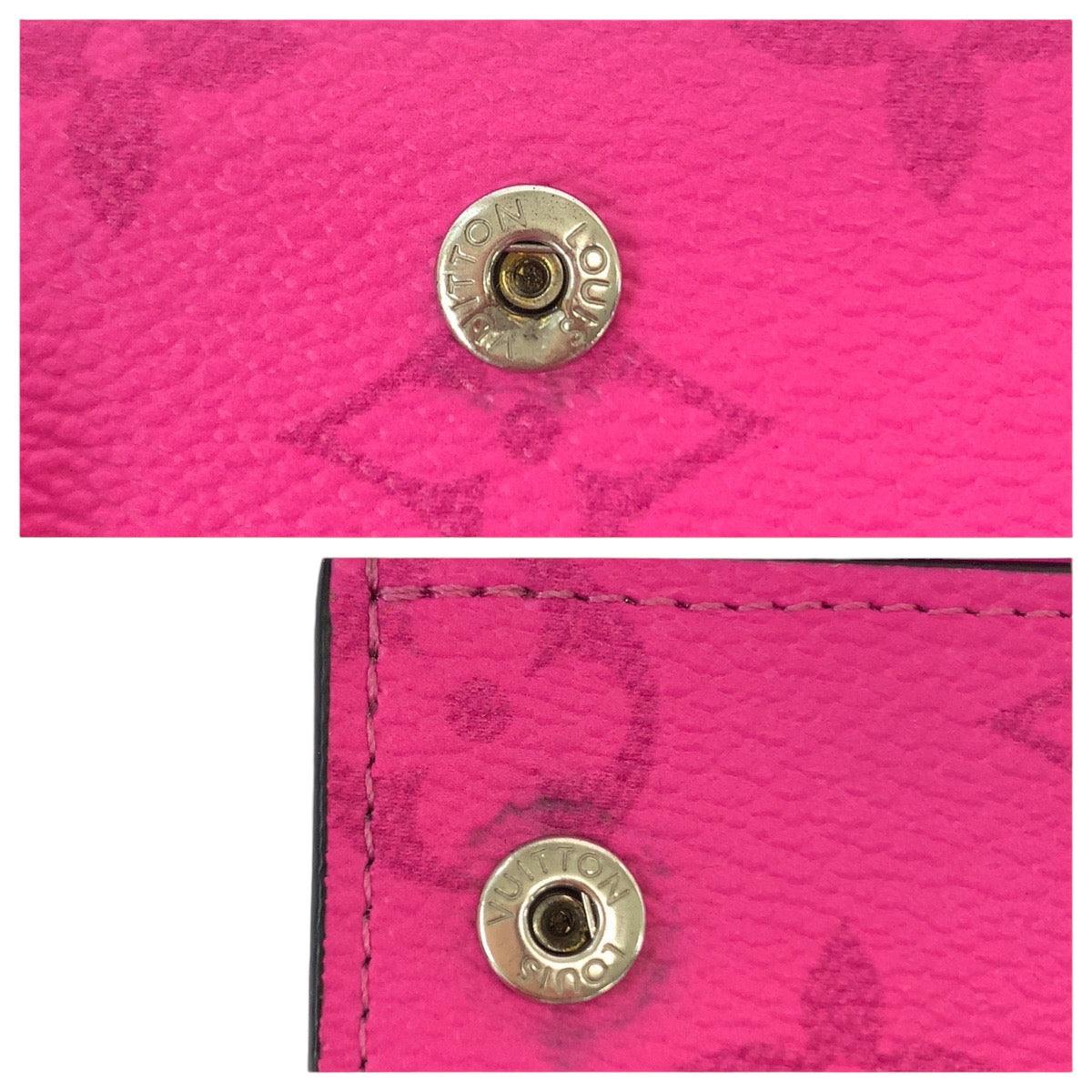 12802
LOUIS VUITTON ルイヴィトン モノグラム ディスカバリー ピンク シルバー金具 PVC M30773 折財布 コンパクトウォレット  レディース