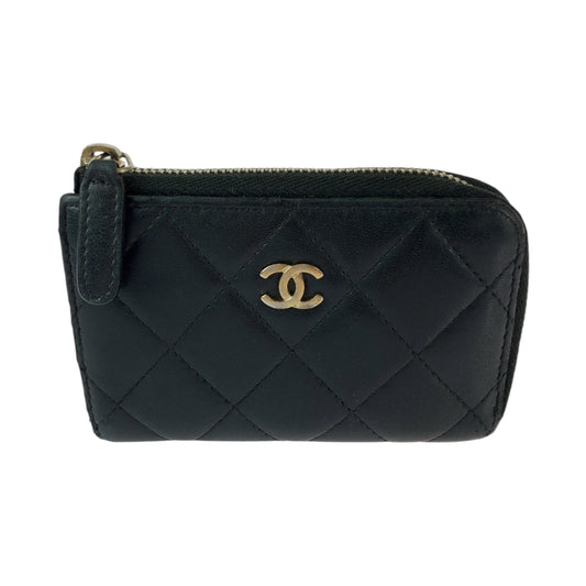 13072
CHANEL シャネル マトラッセ ココマーク ブラック 黒 ゴールド金具 ラムスキン キーリング付きコインケース 小銭入れ  レディース
