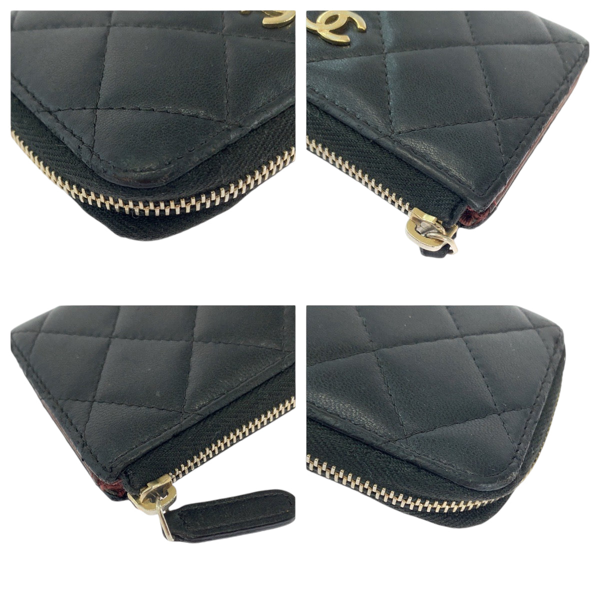 13072
CHANEL シャネル マトラッセ ココマーク ブラック 黒 ゴールド金具 ラムスキン キーリング付きコインケース 小銭入れ  レディース
