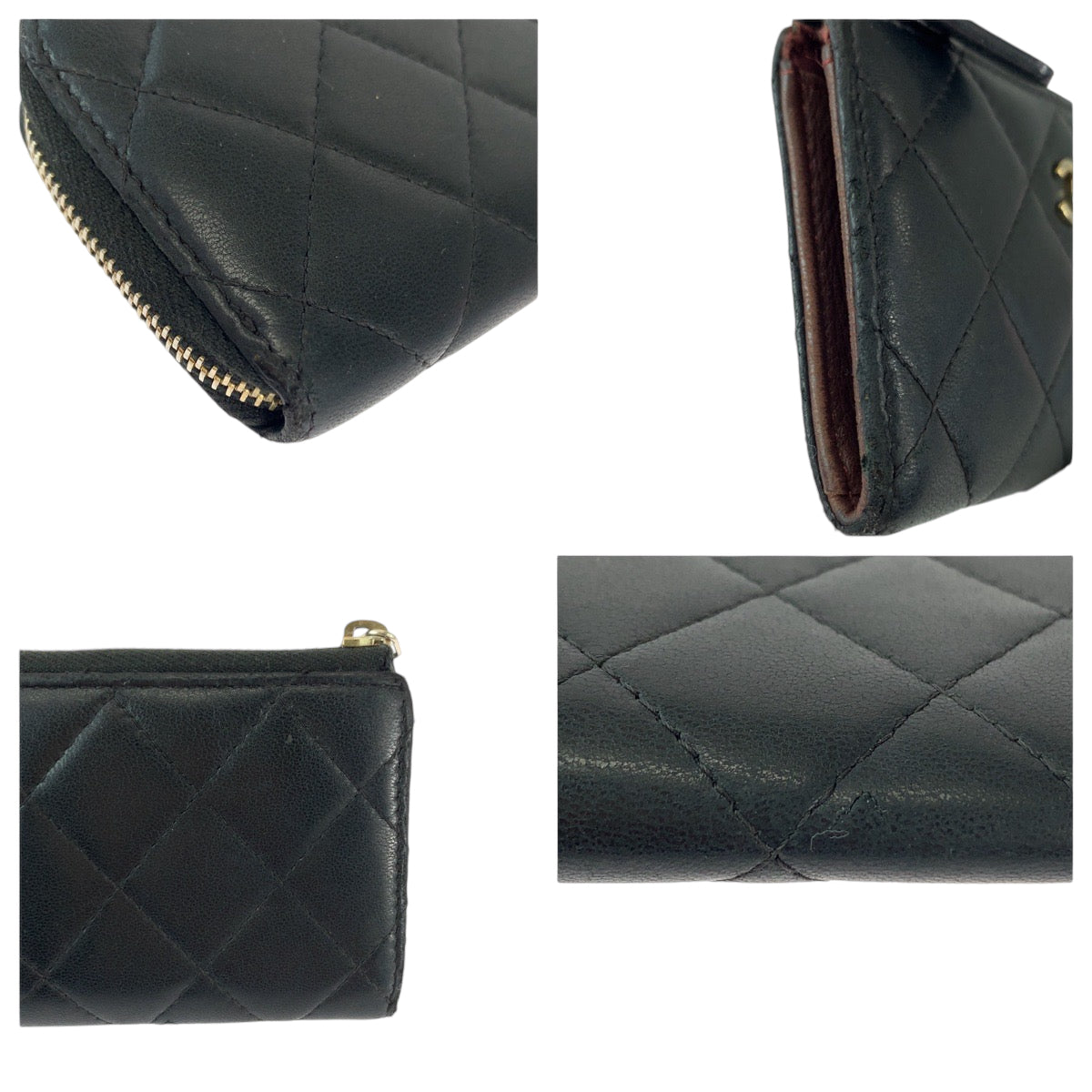 13072
CHANEL シャネル マトラッセ ココマーク ブラック 黒 ゴールド金具 ラムスキン キーリング付きコインケース 小銭入れ  レディース
