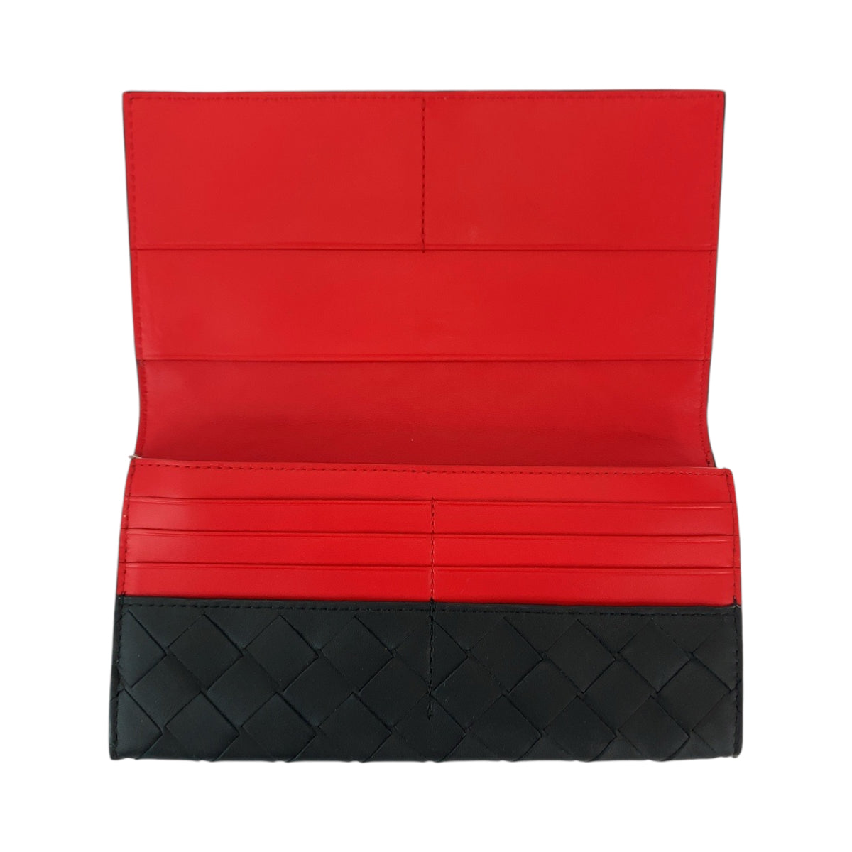 11845
BOTTEGAVENETA ボッテガヴェネタ マキシイントレチャート ブラック 黒 レッド シルバー金具 レザー 長財布 ロングウォレット  メンズ