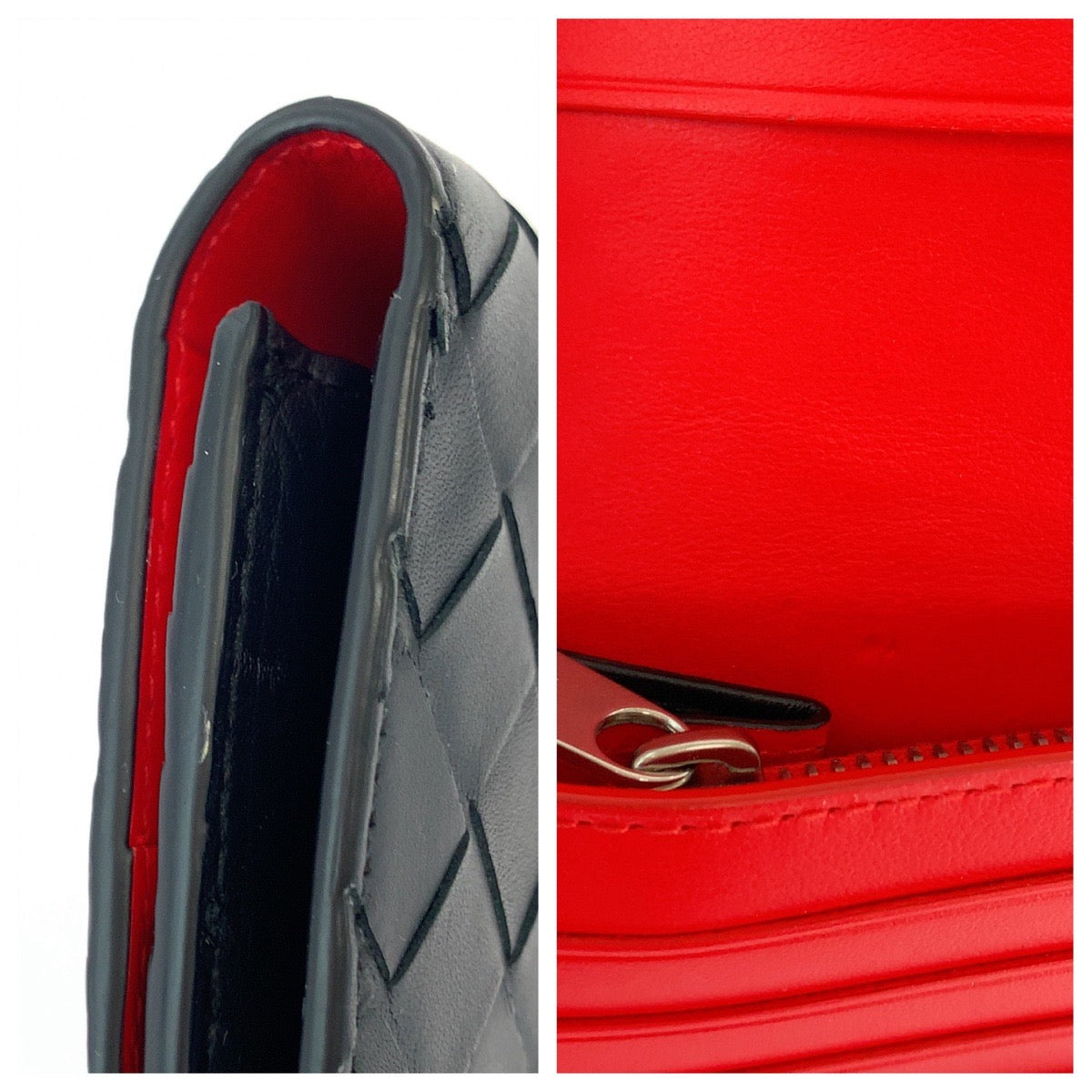11845
BOTTEGAVENETA ボッテガヴェネタ マキシイントレチャート ブラック 黒 レッド シルバー金具 レザー 長財布 ロングウォレット  メンズ