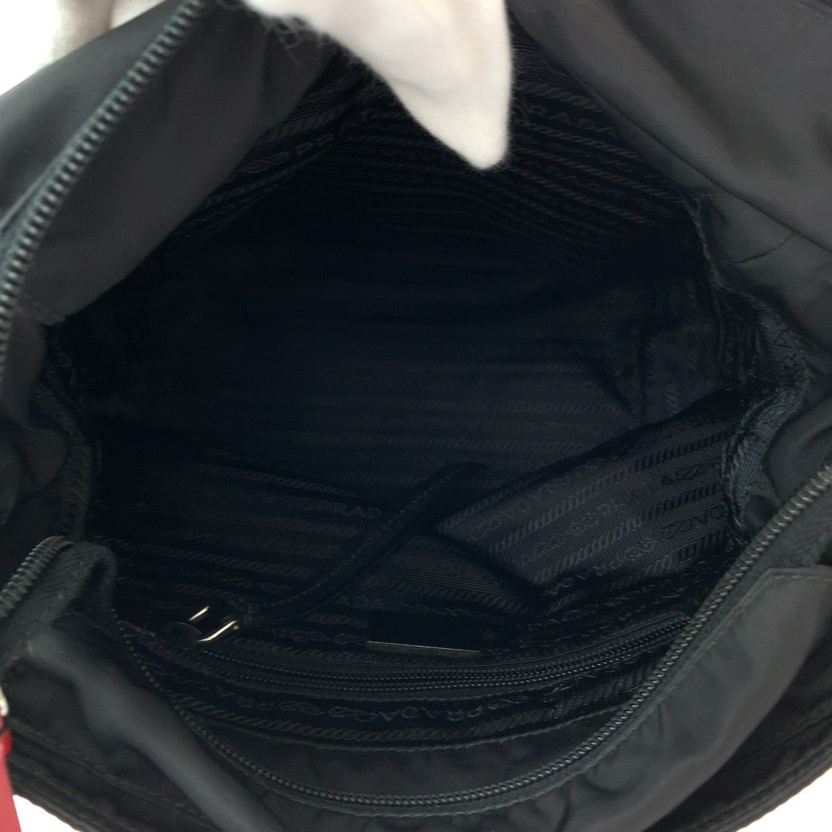 PRADA Tessuto Triangle Logo Plate Studs Black Red Silver Hardware Nylon 1BE020 Shoulder Bag Messenger Bag Women's