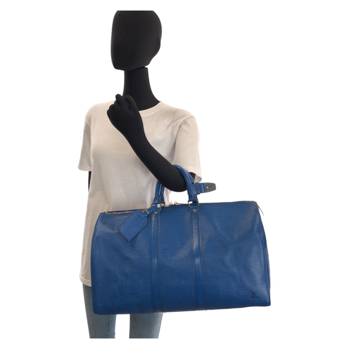 13075
LOUIS VUITTON ルイヴィトン エピ キーポル45 ブルー ゴールド金具 エピレザー M42975 ボストンバッグ 男女兼用  メンズ