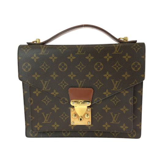 LOUIS VUITTON Vintage Monogram Montsouris 28 Brown Gold Hardware PVC M51185 Handbag Second Bag Men's