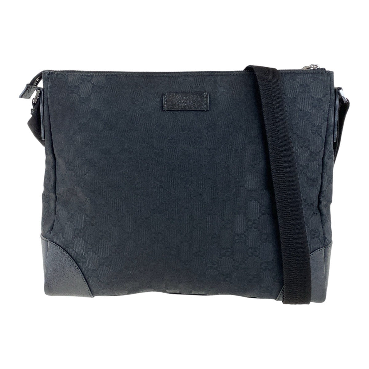 13076
GUCCI グッチ ブラック 黒 シルバー金具 GGキャンバス / レザー 110054 斜め掛け ショルダーバッグ メッセンジャーバッグ  レディース