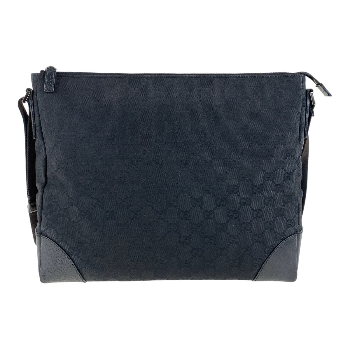 13076
GUCCI グッチ ブラック 黒 シルバー金具 GGキャンバス / レザー 110054 斜め掛け ショルダーバッグ メッセンジャーバッグ  レディース