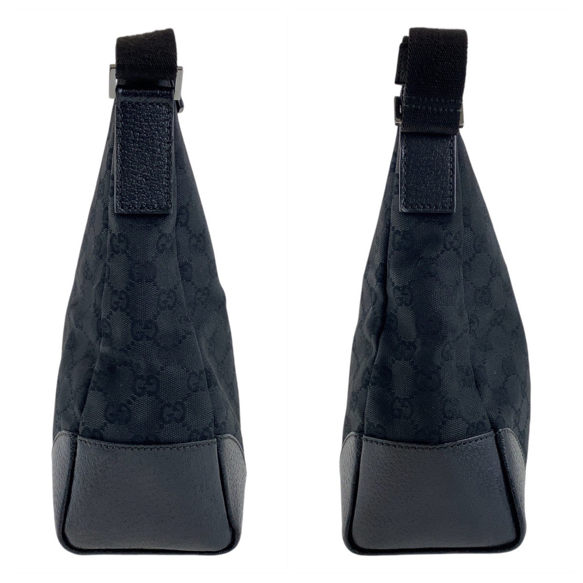 13076
GUCCI グッチ ブラック 黒 シルバー金具 GGキャンバス / レザー 110054 斜め掛け ショルダーバッグ メッセンジャーバッグ  レディース