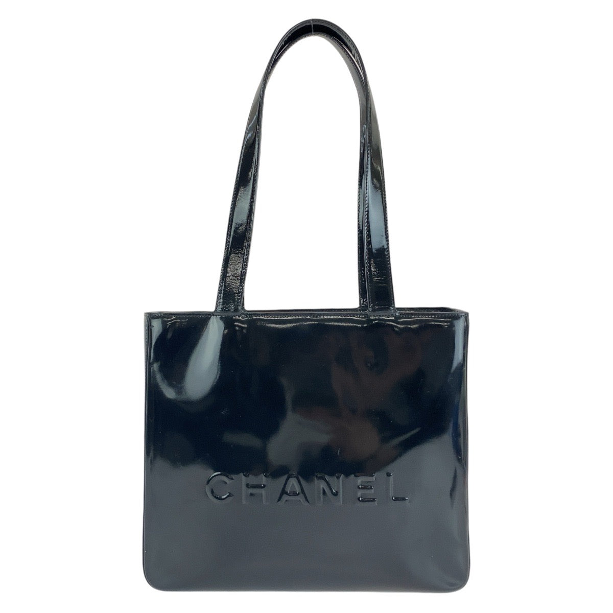 13078
CHANEL シャネル ヴィンテージ ブラック ゴールド金具 エナメル トートバッグ ショルダーバッグ レディース ABP50