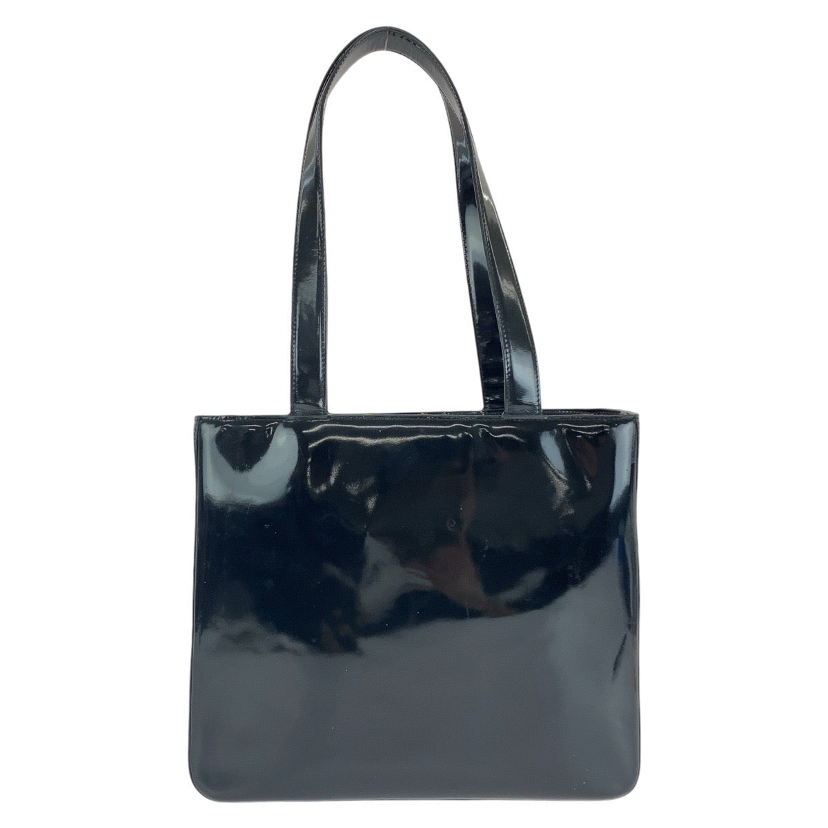 13078
CHANEL シャネル ヴィンテージ ブラック ゴールド金具 エナメル トートバッグ ショルダーバッグ レディース ABP50