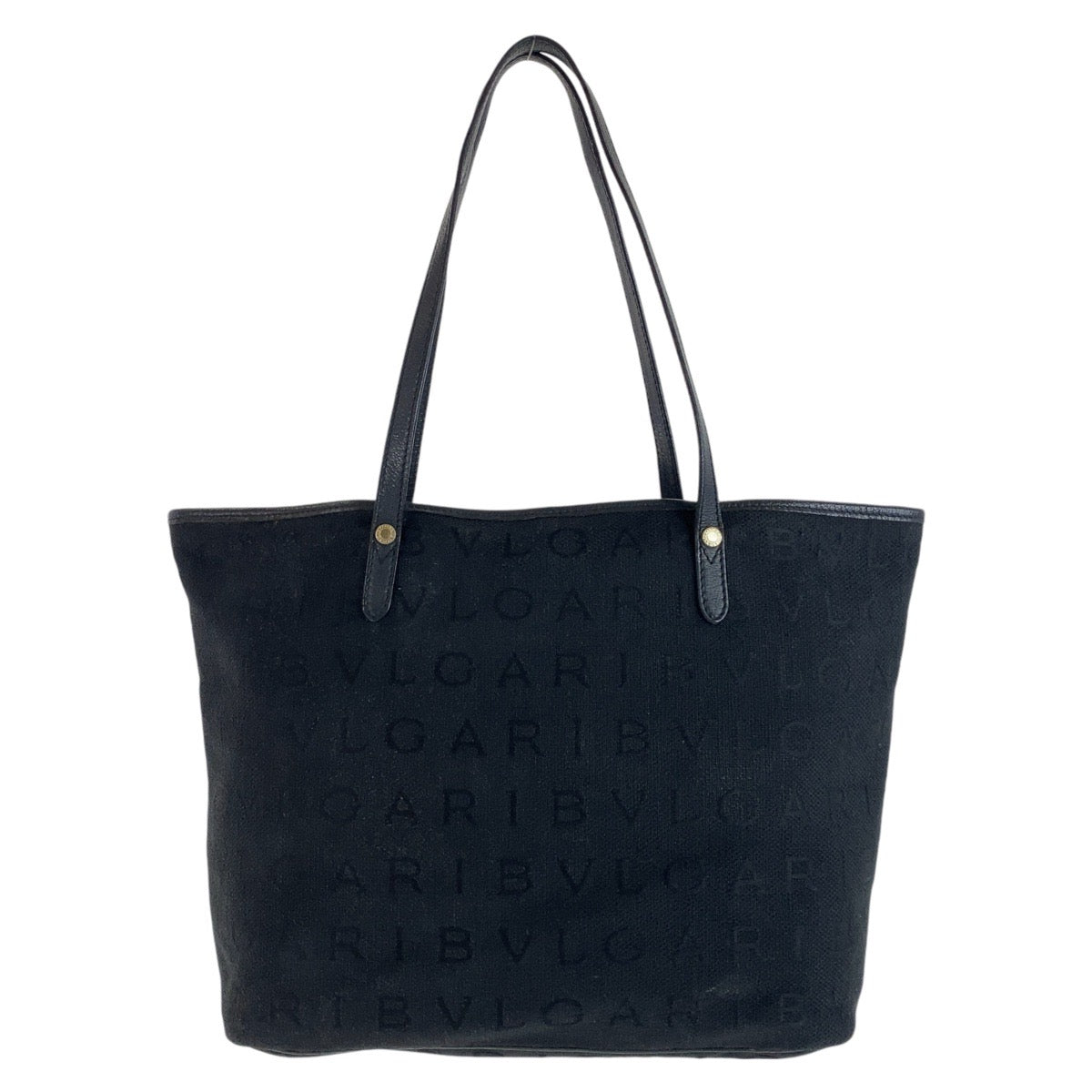 13079
BVLGARI ブルガリ ロゴマニア ブラック 黒 ゴールド金具 キャンバス / レザー トートバッグ ショルダーバッグ  レディース