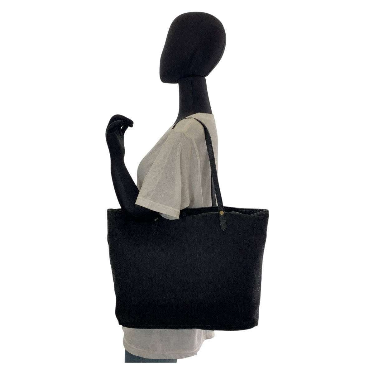 13079
BVLGARI ブルガリ ロゴマニア ブラック 黒 ゴールド金具 キャンバス / レザー トートバッグ ショルダーバッグ  レディース
