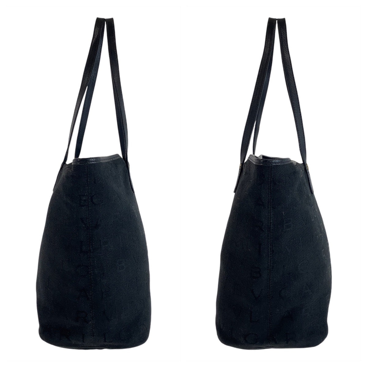 13079
BVLGARI ブルガリ ロゴマニア ブラック 黒 ゴールド金具 キャンバス / レザー トートバッグ ショルダーバッグ  レディース