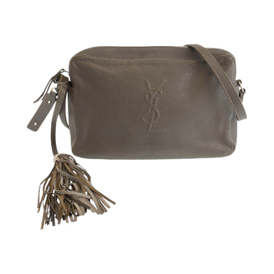 13080
9920 9920 YSL ロゴ フリンジ グレージュ シルバー金具 レザー ショルダーバッグ ポシェット  レディース