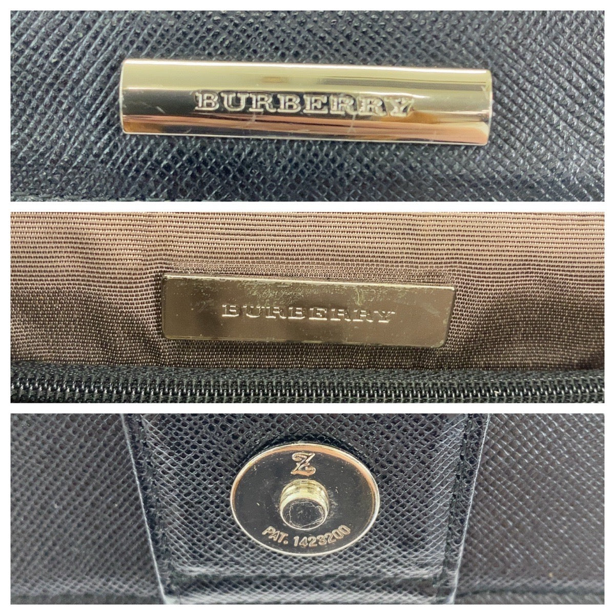 13081
BURBERRY バーバリー 中チェック柄 ブラック 黒 シルバー金具 レザー トートバッグ ハンドバッグ  レディース