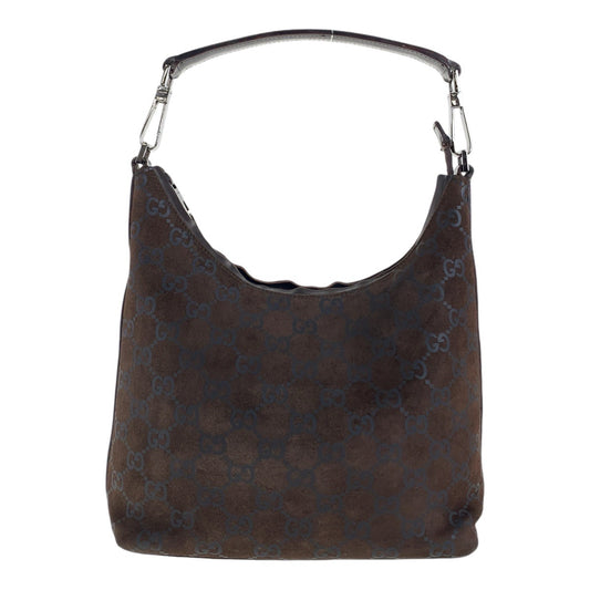 GUCCI グッチ ブラウン シルバー金具 スウェード / レザー 000 0602 ホーボー ショルダーバッグ ハンドバッグ  レディース