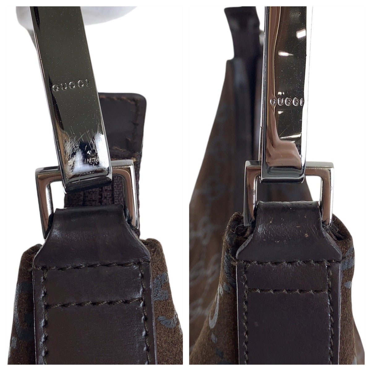 GUCCI グッチ ブラウン シルバー金具 スウェード / レザー 000 0602 ホーボー ショルダーバッグ ハンドバッグ  レディース