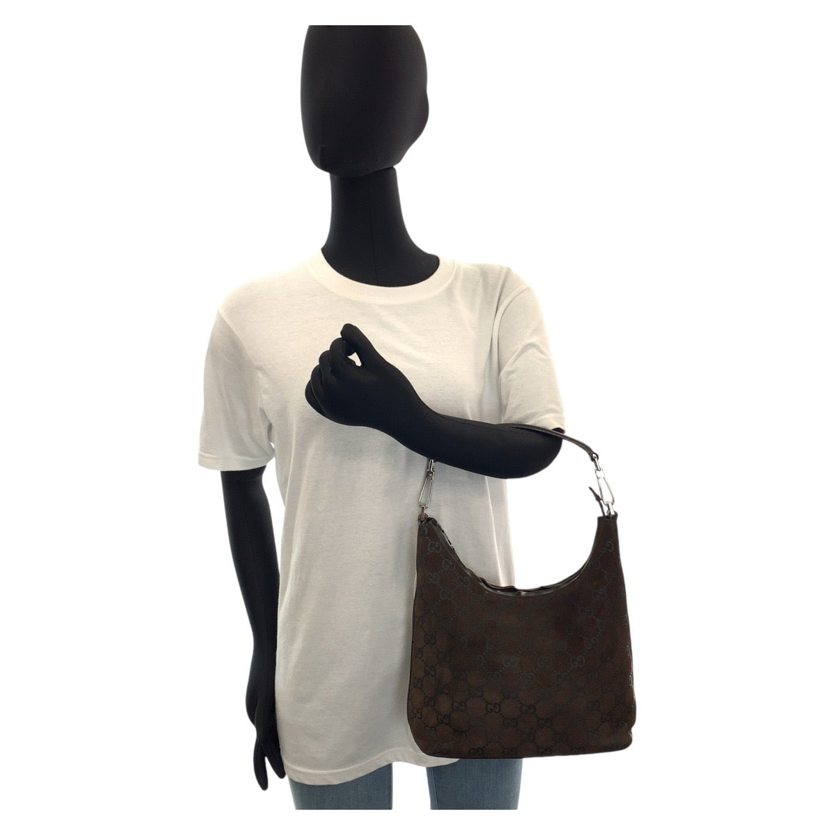 GUCCI グッチ ブラウン シルバー金具 スウェード / レザー 000 0602 ホーボー ショルダーバッグ ハンドバッグ  レディース