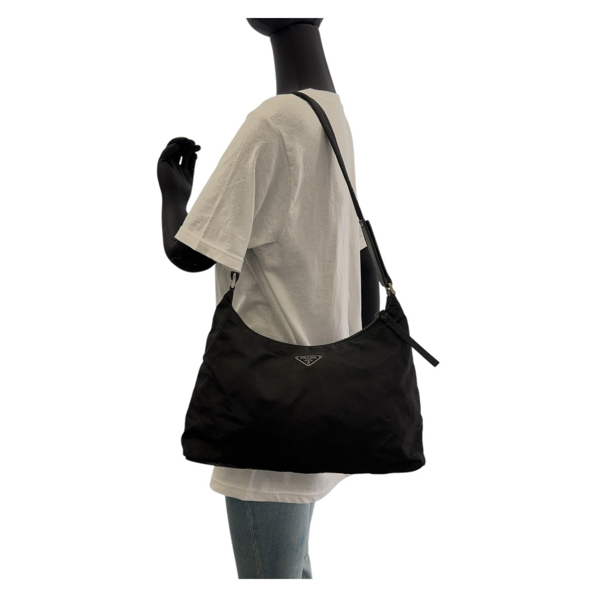 12827
PRADA プラダ テスート 三角ロゴプレート 男女兼用 ブラック 黒 シルバー金具 ナイロン ショルダーバッグ メッセンジャーバッグ  レディース