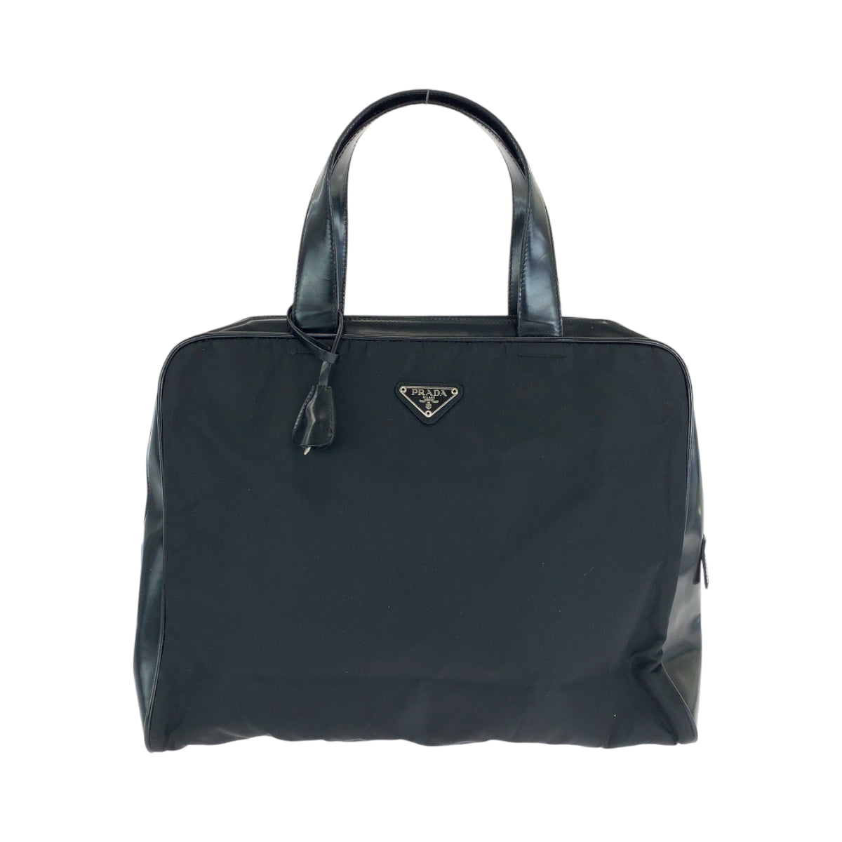 13084
PRADA プラダ テスート 三角ロゴプレート ブラック 黒 シルバー金具 ナイロン B7563 ハンドバッグ  レディース