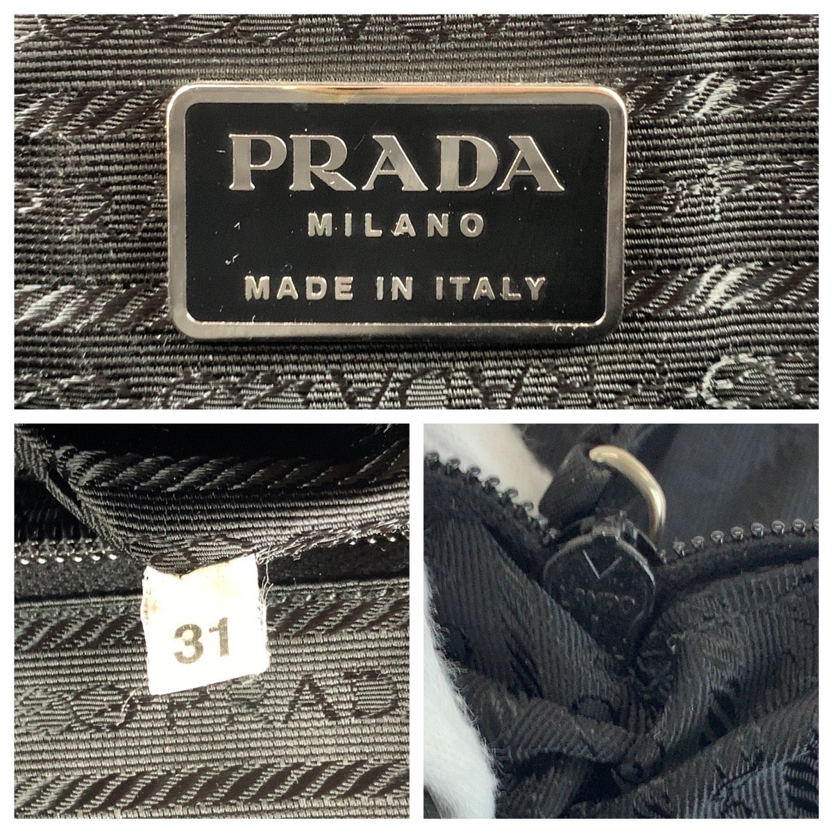 13084
PRADA プラダ テスート 三角ロゴプレート ブラック 黒 シルバー金具 ナイロン B7563 ハンドバッグ  レディース