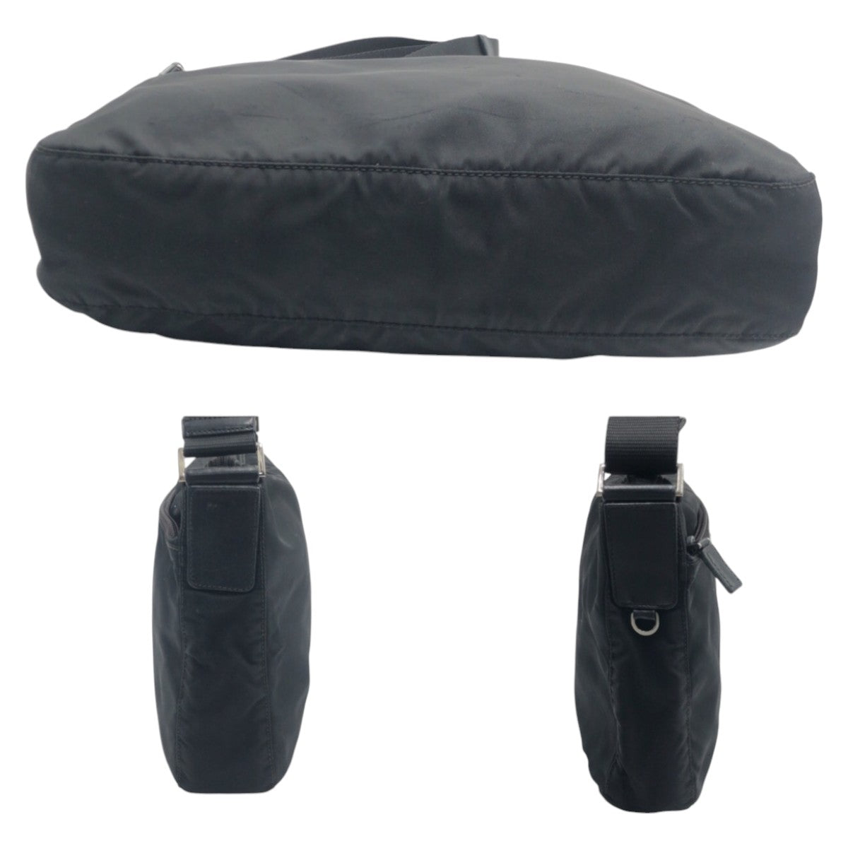 PRADA Tessuto Triangle Logo Plate Black Silver Hardware Nylon BT0421 Shoulder Bag Messenger Bag Men's