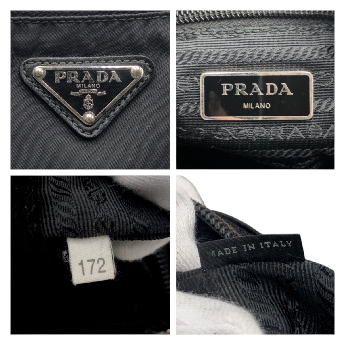PRADA Tessuto Triangle Logo Plate Black Silver Hardware Nylon BT0421 Shoulder Bag Messenger Bag Men's