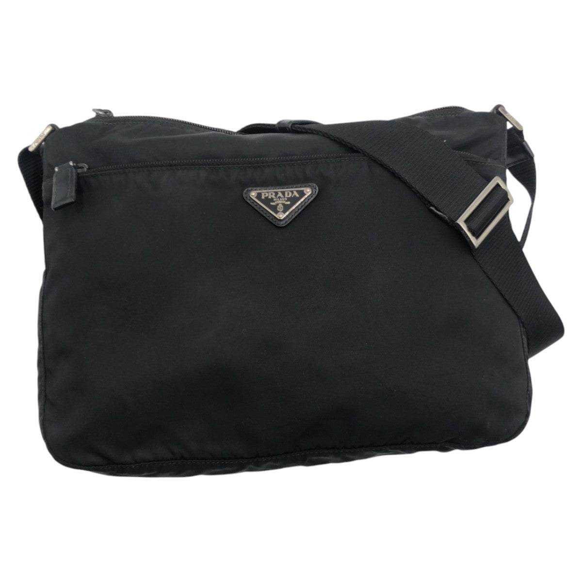 PRADA Tessuto Triangle Logo Plate Black Silver Hardware Nylon BT0421 Shoulder Bag Messenger Bag Men's