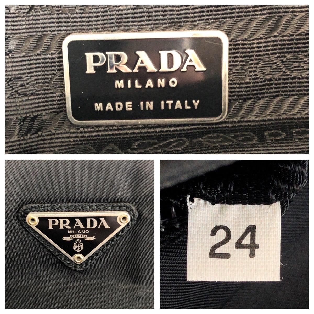 13086
PRADA プラダ テスート 三角ロゴプレート ブラック 黒 シルバー金具 ナイロン B6243 トートバッグ ショルダーバッグ  レディース