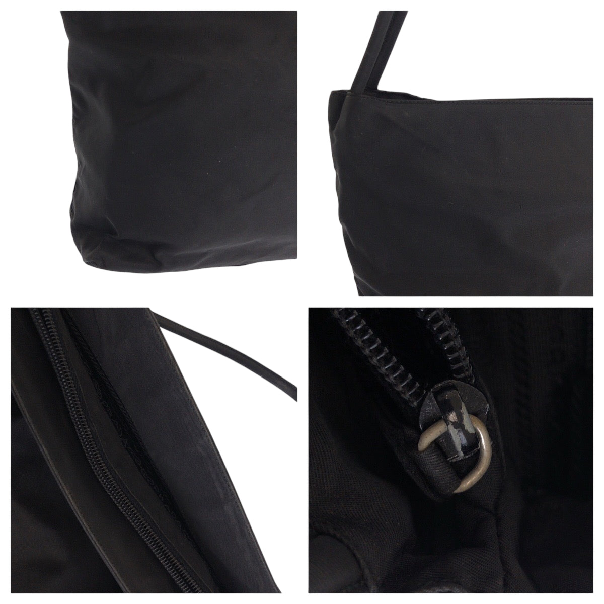 13086
PRADA プラダ テスート 三角ロゴプレート ブラック 黒 シルバー金具 ナイロン B6243 トートバッグ ショルダーバッグ  レディース