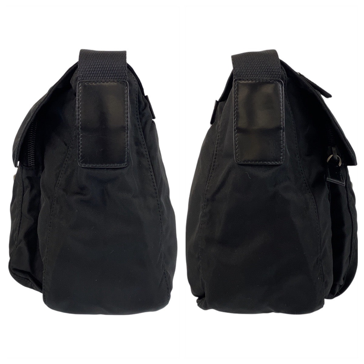 PRADA Tessuto Triangle Logo Plate Black Silver Hardware Nylon Crossbody Shoulder Bag Messenger Bag Men's