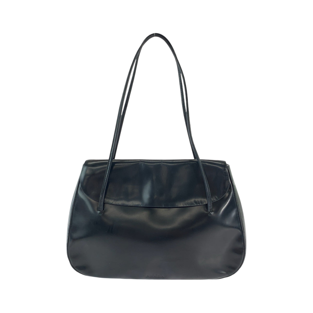 12814
PRADA プラダ ロゴ型押し ブラック 黒 レザー トートバッグ ショルダーバッグ  レディース