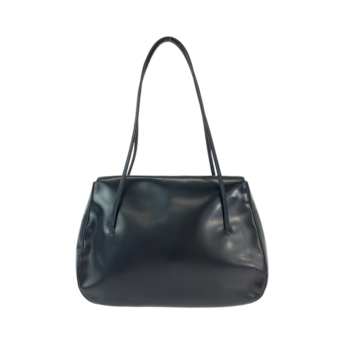 12814
PRADA プラダ ロゴ型押し ブラック 黒 レザー トートバッグ ショルダーバッグ  レディース