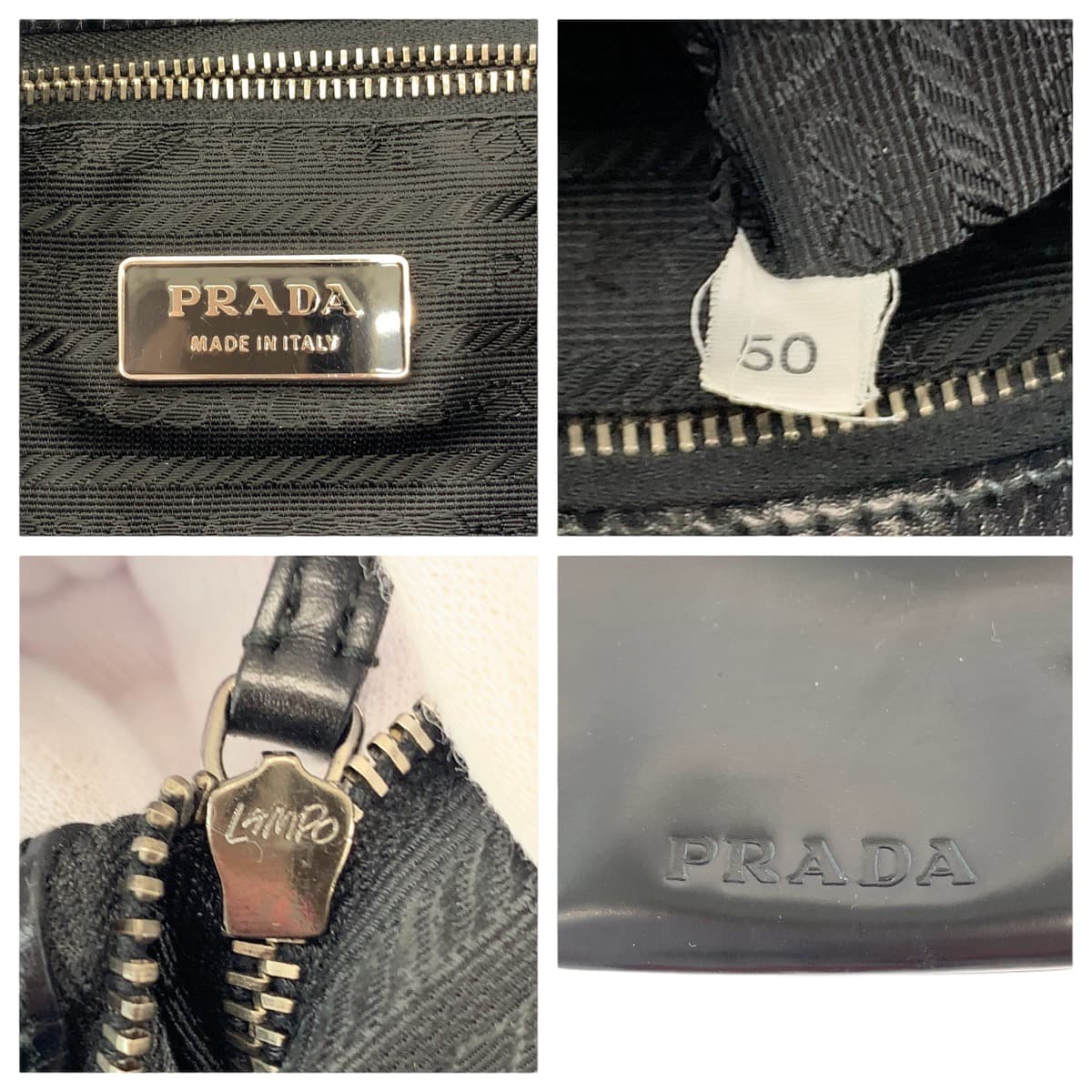 12814
PRADA プラダ ロゴ型押し ブラック 黒 レザー トートバッグ ショルダーバッグ  レディース